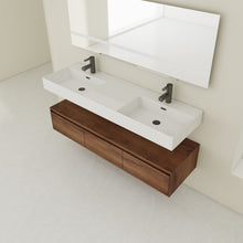 Load image into Gallery viewer, Contemporary Wall Mounted Bathroom Vanity With Dual Resin Sink And Soft Close Drawer
