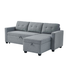 Load image into Gallery viewer, Upholstered Pull Out Sectional Sofa with Storage Chaise, Convertible Corner Couch, Light Grey
