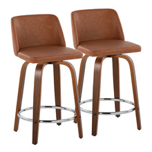 Load image into Gallery viewer, Toriano - Mid Century Modern Fixed Height Counter Stool With Swivel With Round Footrest (Set of 2)
