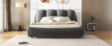 Load image into Gallery viewer, King Size Luxury Upholstered Bed with Thick Headboard, Velvet King Bed with Oversized Padded Backrest, Gray(Expect Arrive date 2024/3/15)
