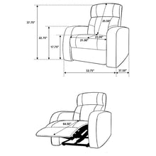 Load image into Gallery viewer, Greenfield - 4 Seater Home Theater With Wedge Console Recliners With Built In Storage And Cup Holders - Black
