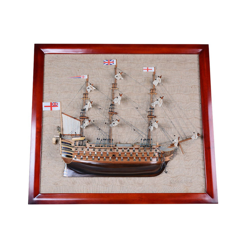 Hand Painted Model Boat (624600) - Beige / Dark Brown