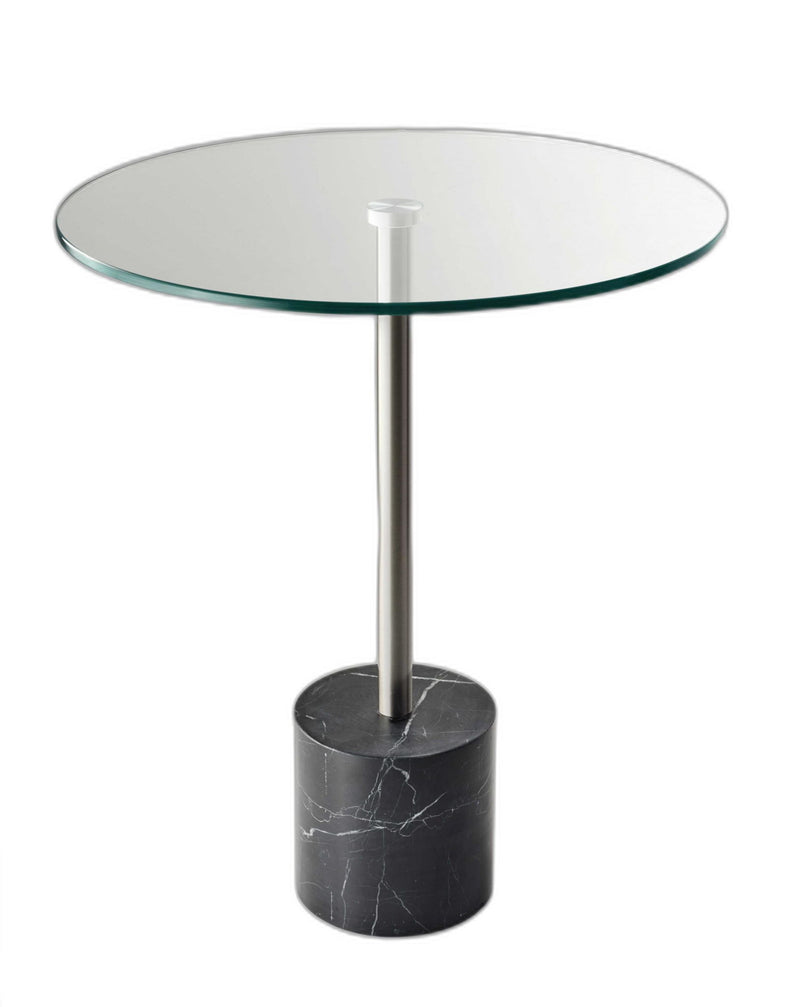 21" Glass Round End Table - Silver And Clear