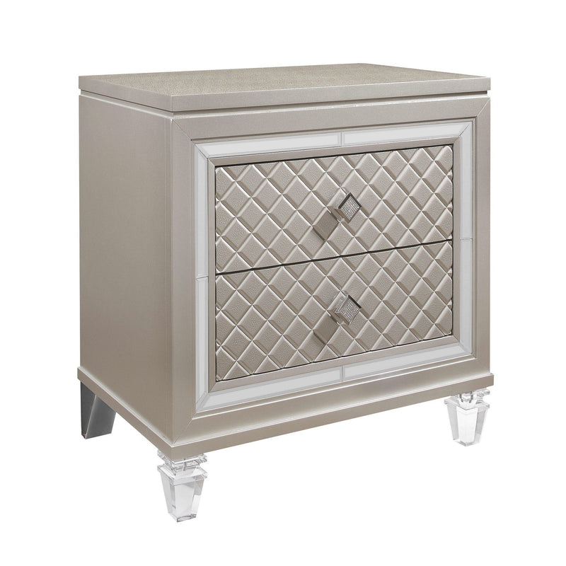 Nightstand With Tapered Acrylic Legs And 2 Drawers - Champagne