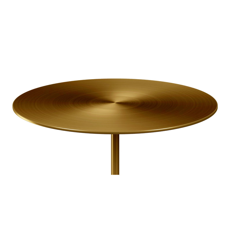 Steel And Stone Round Coffee Table - Gold And White