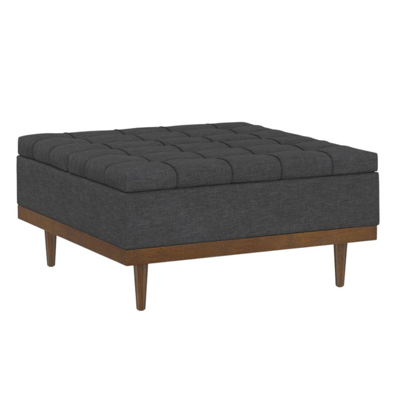 36" Upholstery Storage Ottoman - Walnut / Slate Gray