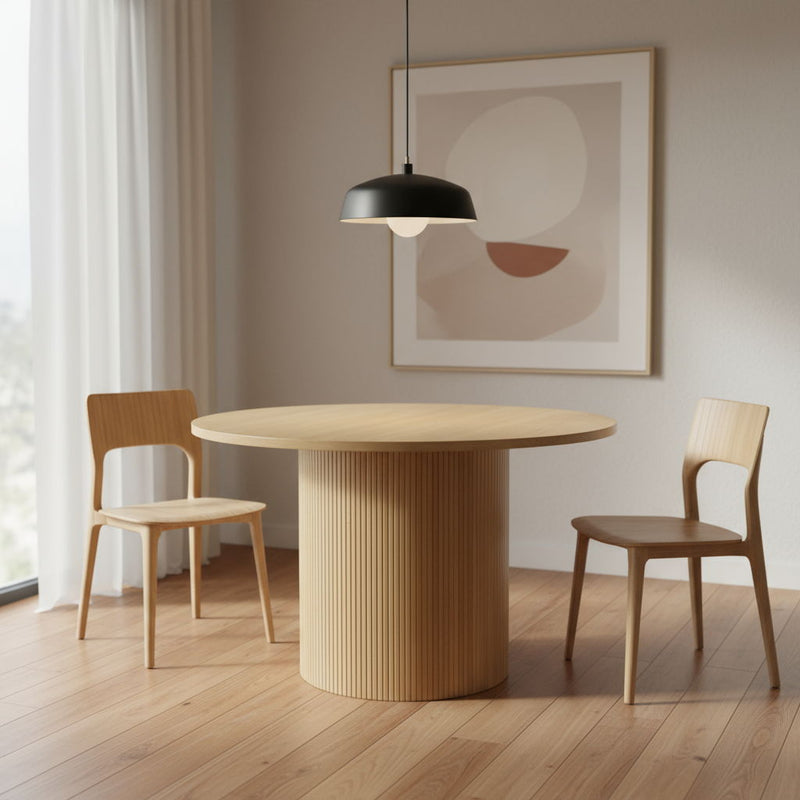 47" Wood Pedestal Base Round Top Dining Table - Natural