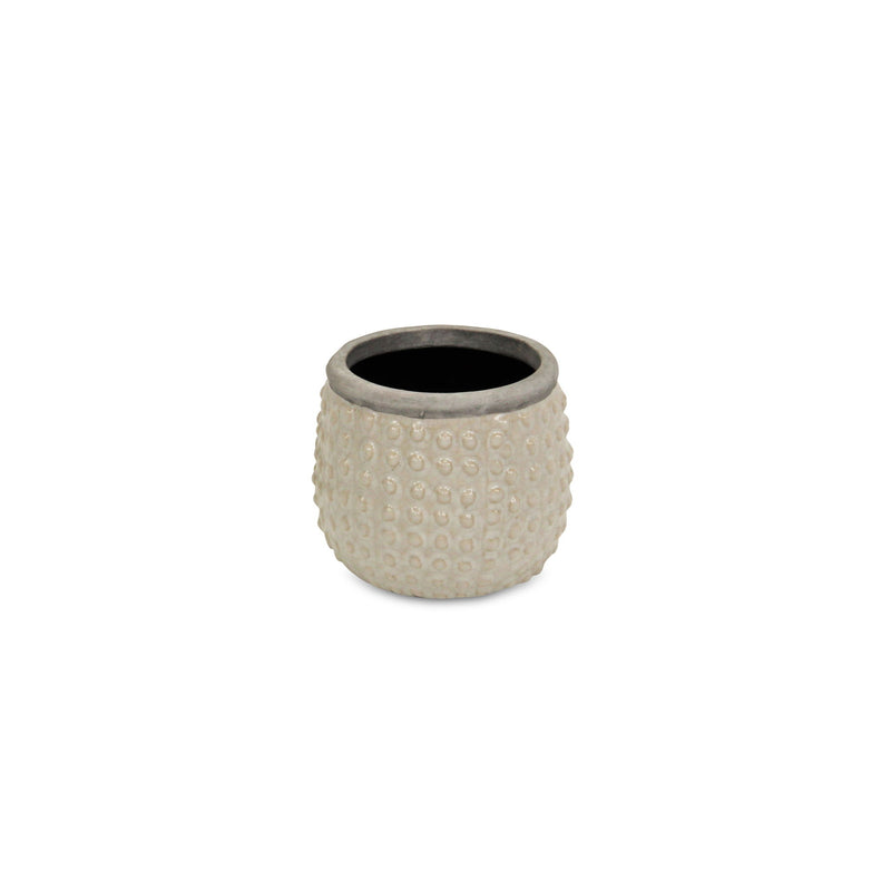 Dotted Round Pot Planter - Beige / Gray