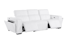 Load image into Gallery viewer, Top Grain Leather Reclining Metal USB Sofa (720390) - White
