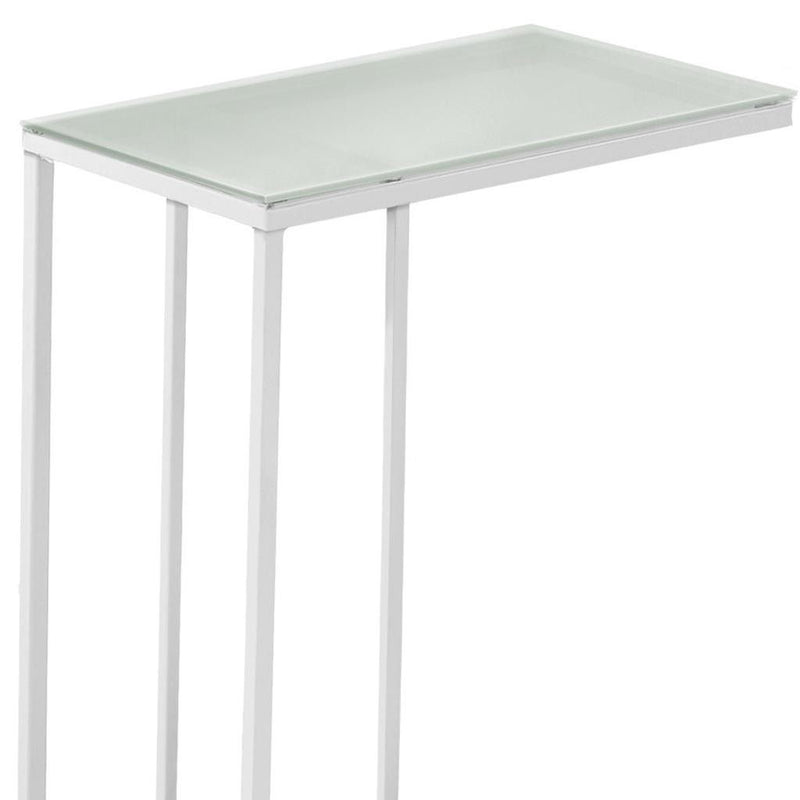 Metal Tempered Glass Accent Table - White