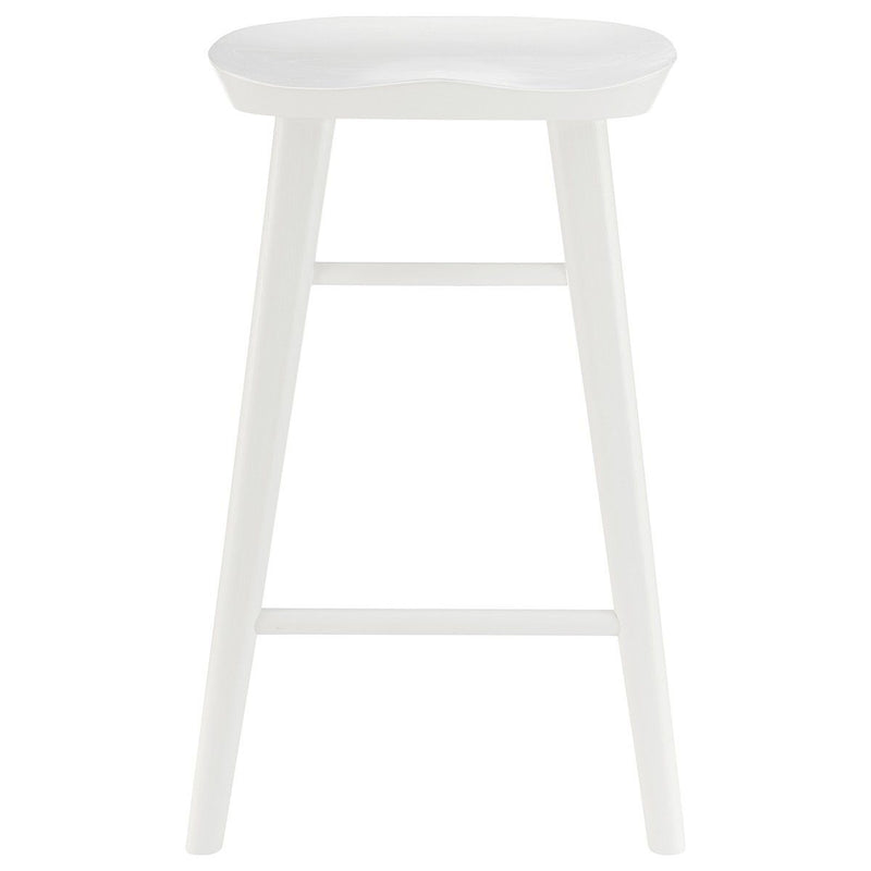 Solid Wood Backless Counter Height Bar Chair - White