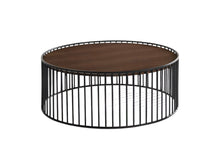 Load image into Gallery viewer, Modern Metal Rods Round Coffee Table - Walnut And Black
