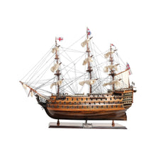 Load image into Gallery viewer, Hand Painted Model Boat Tabletop Sculpture (401842) - Brown
