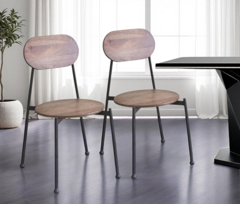 Metal Wood King Louis Back Dining Side Chairs (Set of 2) - Brown