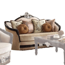 Load image into Gallery viewer, Velvet Curved Loveseat And Toss Pillows - Tan
