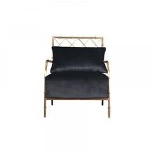 Load image into Gallery viewer, Velvet And Gold Solid Color Arm Chair - Black
