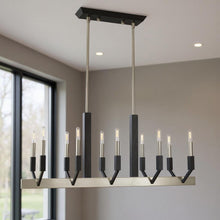 Load image into Gallery viewer, 25" Ten Light Dimmable Chandelier With Shades - Nickel
