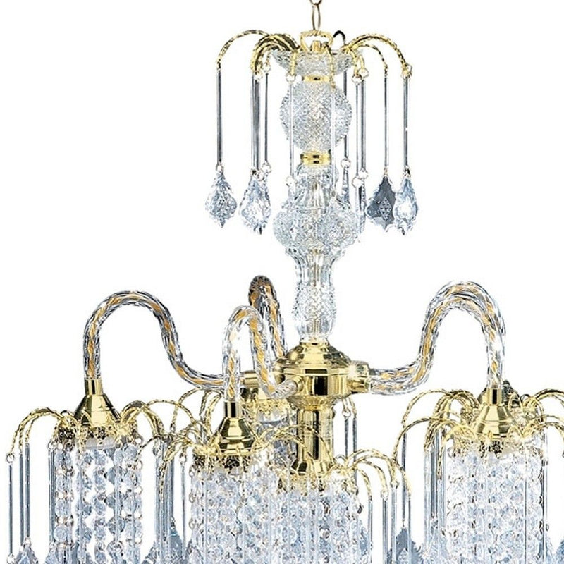 Two Tier Crystal And Hanging Chandelier Light - Clear / Gold