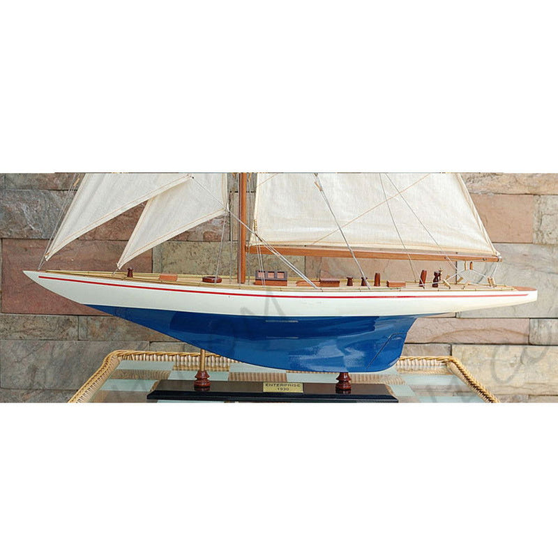 Hand Painted Model Boat (624671) - Blue / Beige