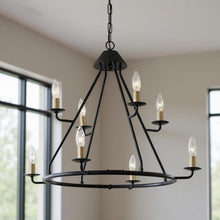 Load image into Gallery viewer, Candle Style Eight Light Metal Dimmable Chandelier - Black / Gold
