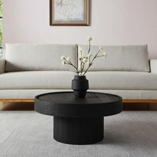 Load image into Gallery viewer, 28" Solid Wood Round Pedestal Coffee Table - Black
