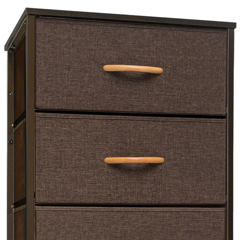 Steel And Fabric Six Drawer Chest - Brown