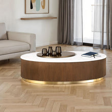 Load image into Gallery viewer, Oval Cocktail Table - Brown / Gold / White
