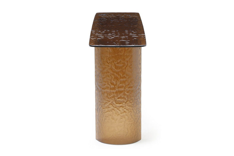 Glass Double Pedestal Console Table - Bronze