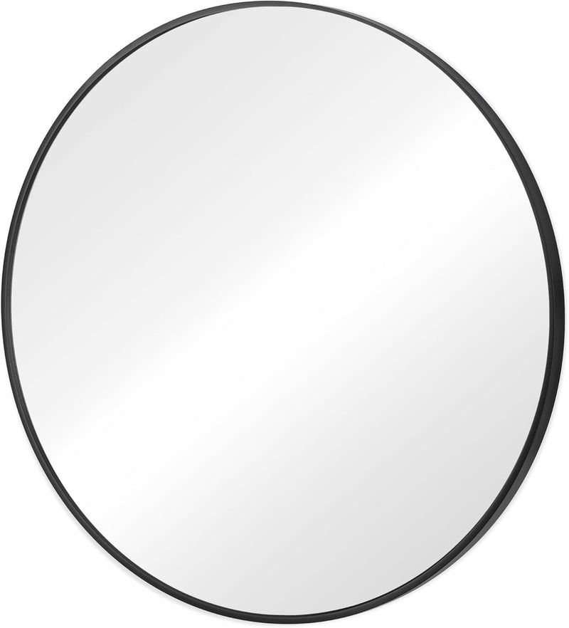 24'' Metal Round Framed Bathroom Vanity Mirror - Black