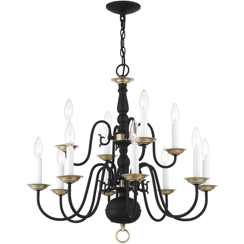 Twelve Light Dimmable Chandelier With Shades - Black