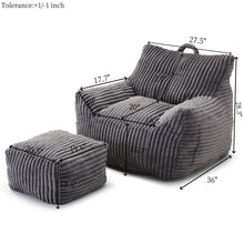 Load image into Gallery viewer, Giant Bean Bag Chair With Armrests And Footstool
