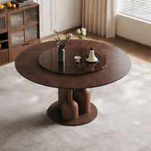 Load image into Gallery viewer, Round Dining Table With Lazy Susan For Living Room - Walnut
