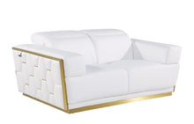 Load image into Gallery viewer, Italian Leather, Loveseat - White / Silver
