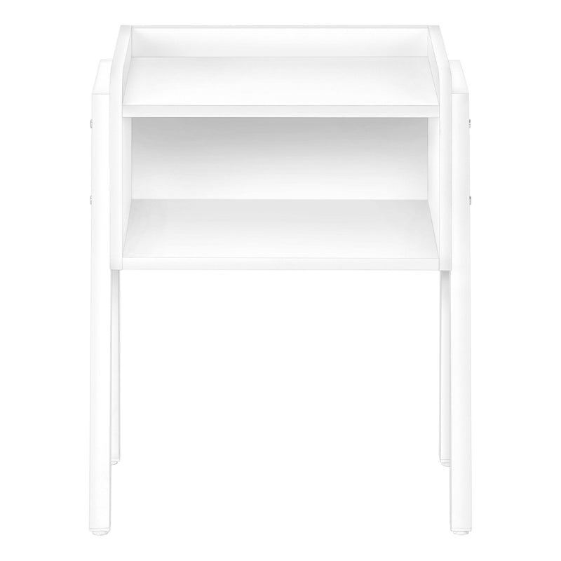 Rectangular Accent Table With White Metal Legs - White