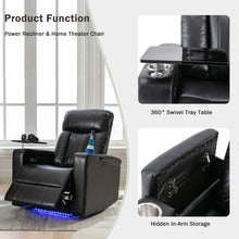 Load image into Gallery viewer, Premium Power Recliner &amp; Storage Arms, Cupholders, Swivel Tray Table And Cell Phone Stand - Black
