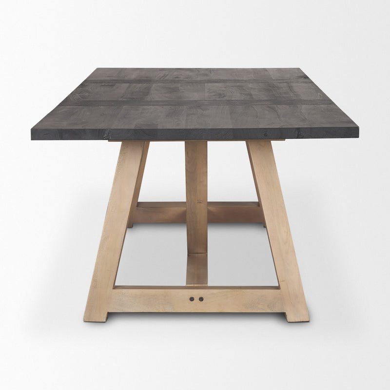 Solid Wood Double Pedestal Base Dining Table - Black / Brown