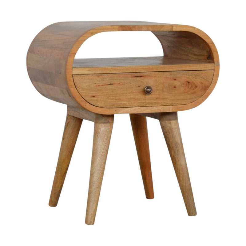 Solid Wood Oval One Drawer Nightstand - Oak