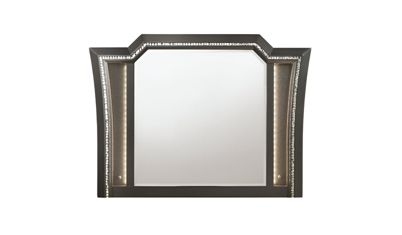 38" Lighted Abstract Framed Mounted Dresser Mirror - Gunmetal