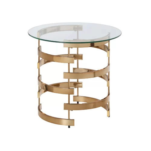 21" Glass Iron Round End Table - Champagne