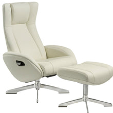 Load image into Gallery viewer, Tufted Genuine Leather Manual Swivel Recliner With Ottoman (730566) - White
