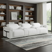 Load image into Gallery viewer, Top Grain Leather Reclining Metal USB Sofa (720369) - White
