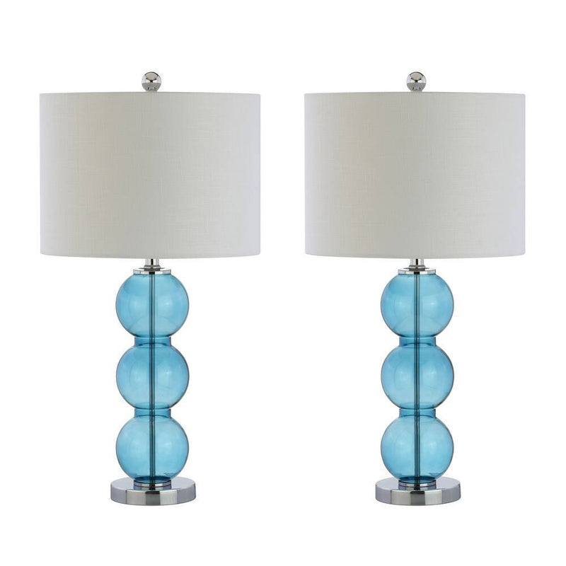Novelty Table Lamps With Drum Shades (Set of 2) - Sky Blue