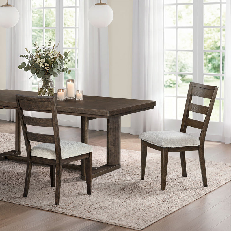 Upholstered Dining Chair With Ladder Back Design (Set of 2)