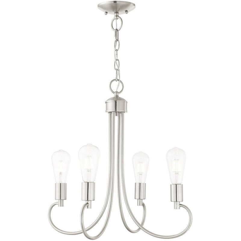 20" Four-Light Dimmable Chandelier With Shades - Nickel