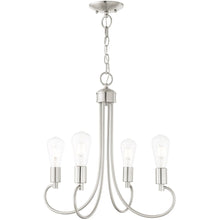 Load image into Gallery viewer, 20" Four-Light Dimmable Chandelier With Shades - Nickel
