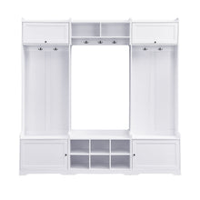 Load image into Gallery viewer, Wide Hall Tree With Shoe Storage, 4 In 1 Entryway Bench With 8 Cubbies, 7 Coat Hooks &amp; Adjustable Shelf For Hallway - White
