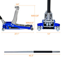 Load image into Gallery viewer, Hydraulic Trolley Floor Jack With Extra Saddle, Fits Suvs And Extended Height Trucks - Blue / Silver
