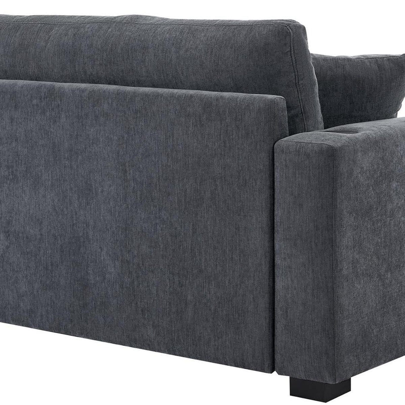 Chenille And Solid Wood Chaise Lounge Chair - Gray