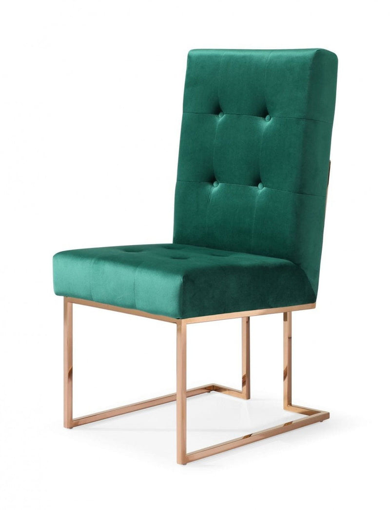 Tufted And Rose Upholstered Velvet Dining Side Chairs (Set of 2) - Green
