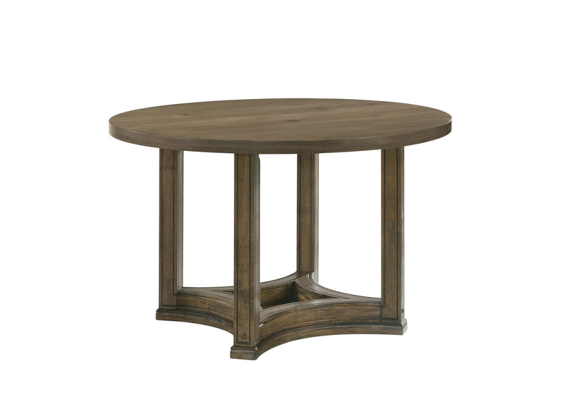 Solid Wood Frame Base Round Top Dining Table - Oak
